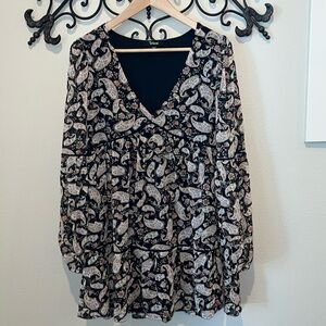 TRIXXI PAISLEY PRINT MIDI BABYDOLL DRESS SIZE MEDIUM